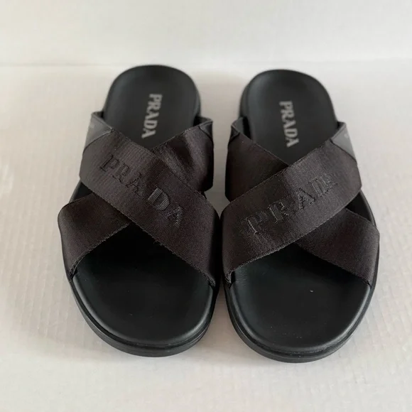 NEW Prada Nastro web logo crossover leather sandals display picture 2